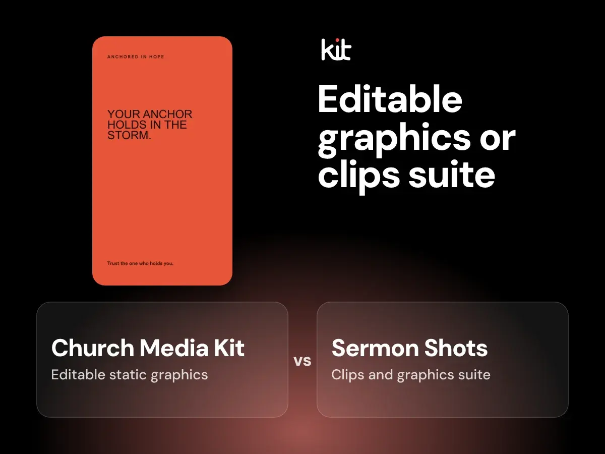 Church Media Kit and Sermon Shots named side by side, with a sample big idea graphic on the Church Media Kit side