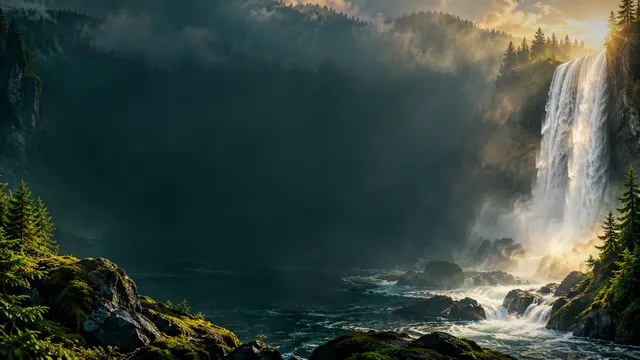 Waterfall Mist, a water worship background