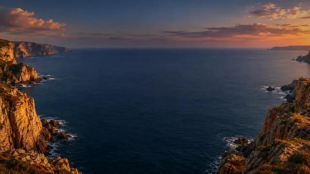 Coastal Cliffs Sunset, a landscape worship background