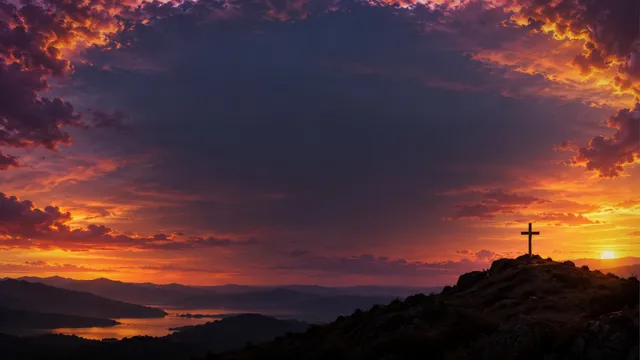 Cross On Hill Sunset, a faith worship background