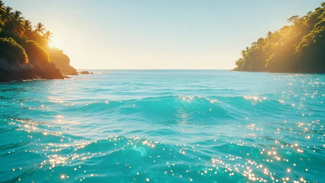 Sunlit Ocean Waves, a seasons worship background
