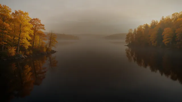 Golden Autumn Lake, a seasons worship background