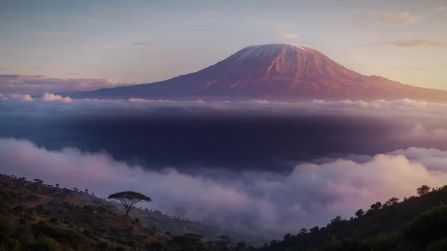 Volcano Dawn Calm, a mountains worship background