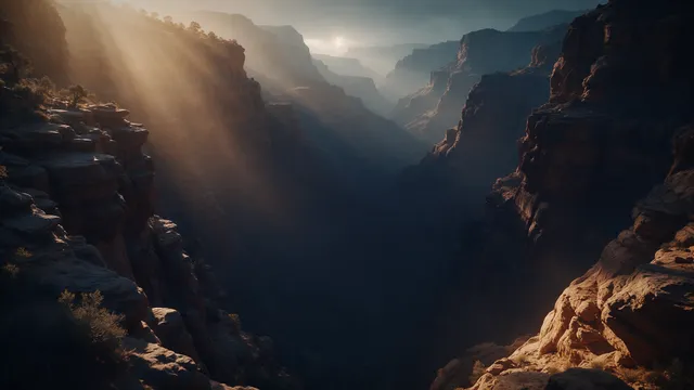 Canyon Light Beams, a mountains worship background