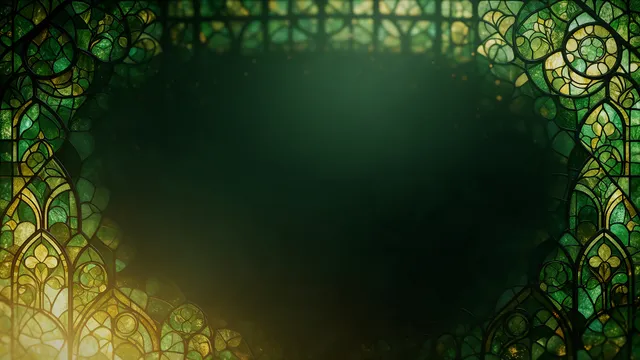 Stained Glass Emerald Gold, a stained glass worship background