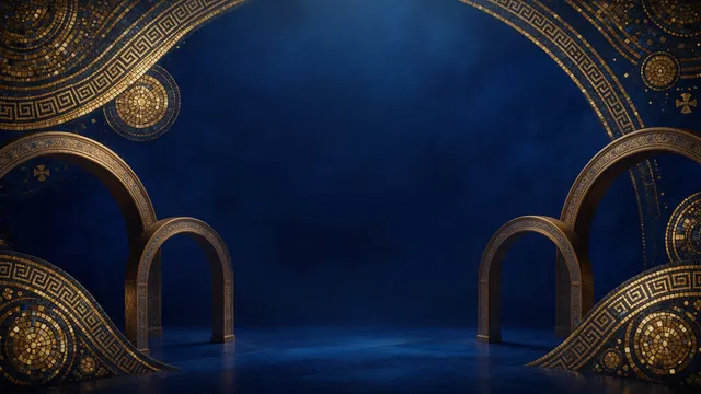 Mosaic Gold Tiles, a stained glass worship background