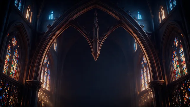 Gothic Arches Glow, a stained glass worship background