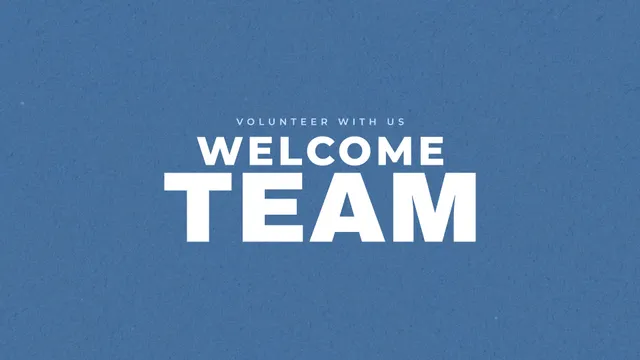 Welcome Team Blue Cloth, a sermon title slide