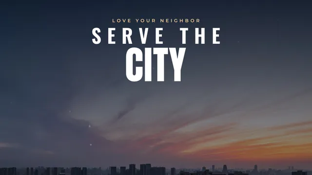Serve The City Dusk, a sermon title slide