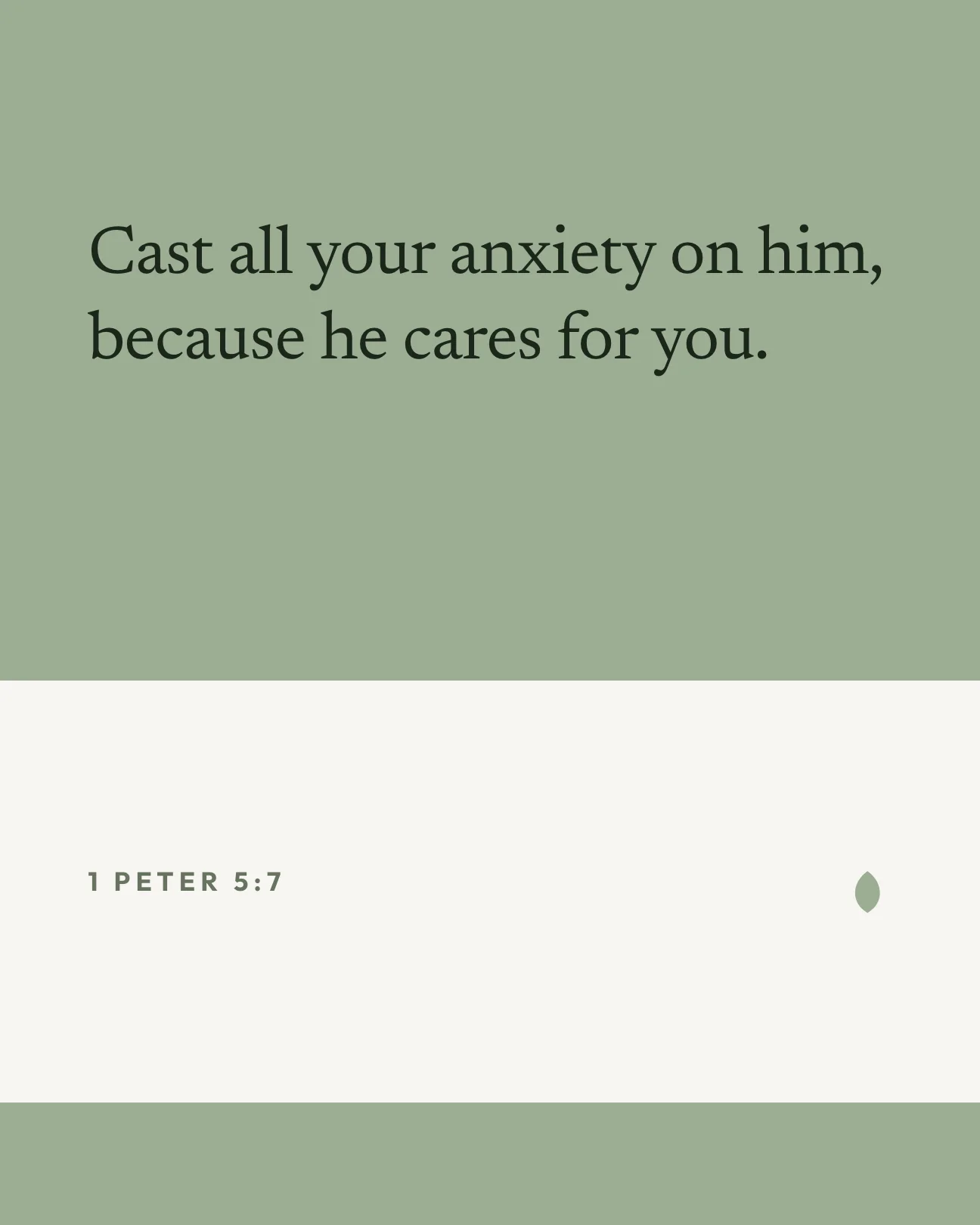 The 1 Peter 5:7 verse graphic in Portrait, 1080 by 1350, a copy made with the Resize app.