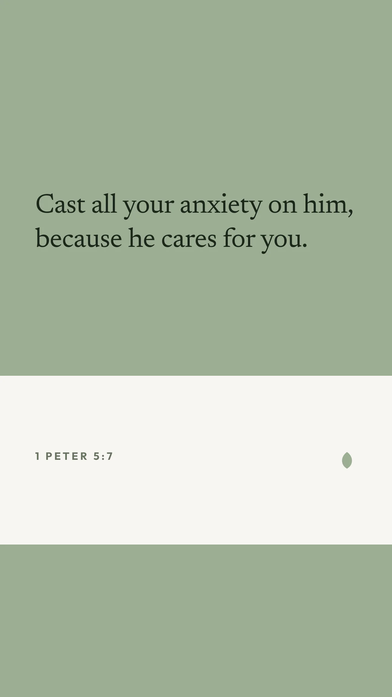 The 1 Peter 5:7 verse graphic in Story, 1080 by 1920, a copy made with the Resize app.