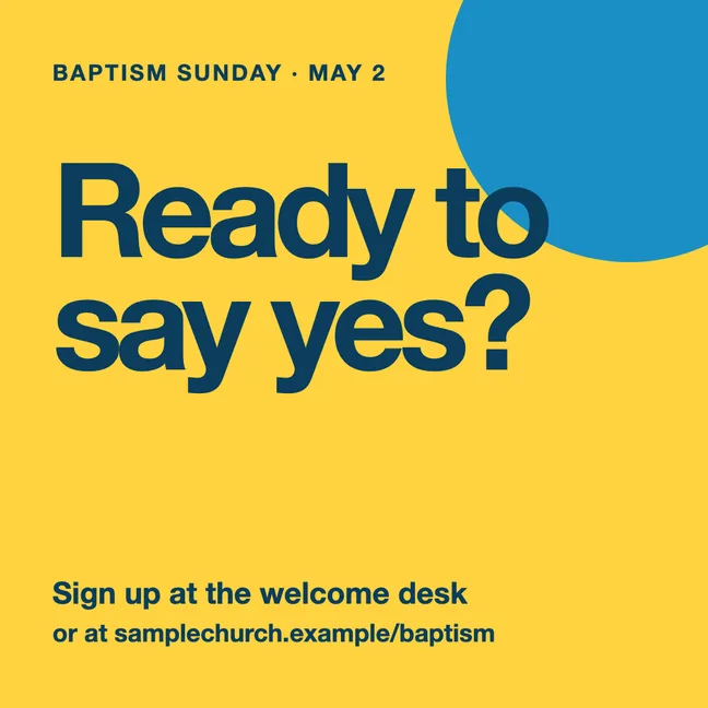 A yellow post reading Ready to say yes with a sign-up line.