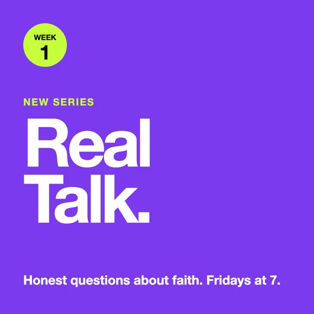 A purple Square post reading Real Talk, a new series, week 1.